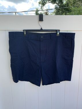 Roundtree & Yorke Casuals Chino Flat Shorts Size 50 Big Navy Blue